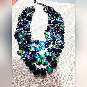 Multicolor  carnival glass & Black Beaded Necklace Fashion Jewelry Beads